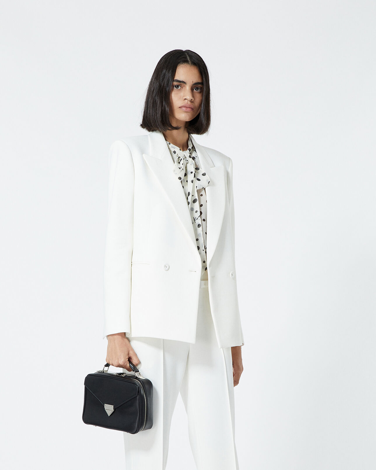 The Kooples WOMEN ECRU double-breasted ecru suit jacket w/pockets