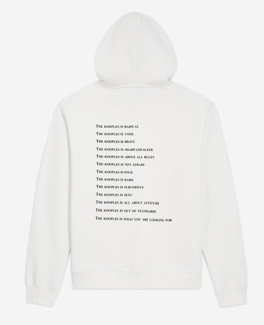 ecru sweatshirt with what is screen print