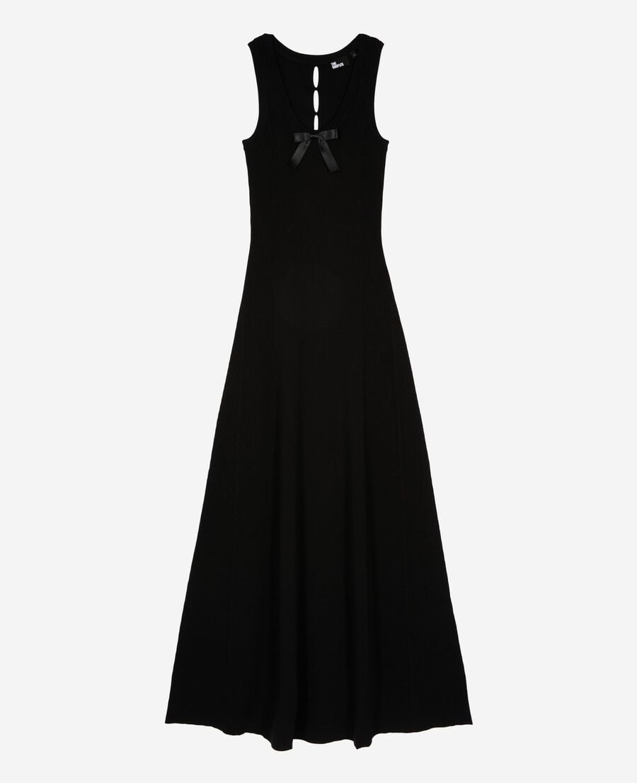 The Kooples DAMEN BLACK langes kleid aus schwarzem strick