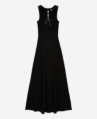 The Kooples DAMEN BLACK langes kleid aus schwarzem strick