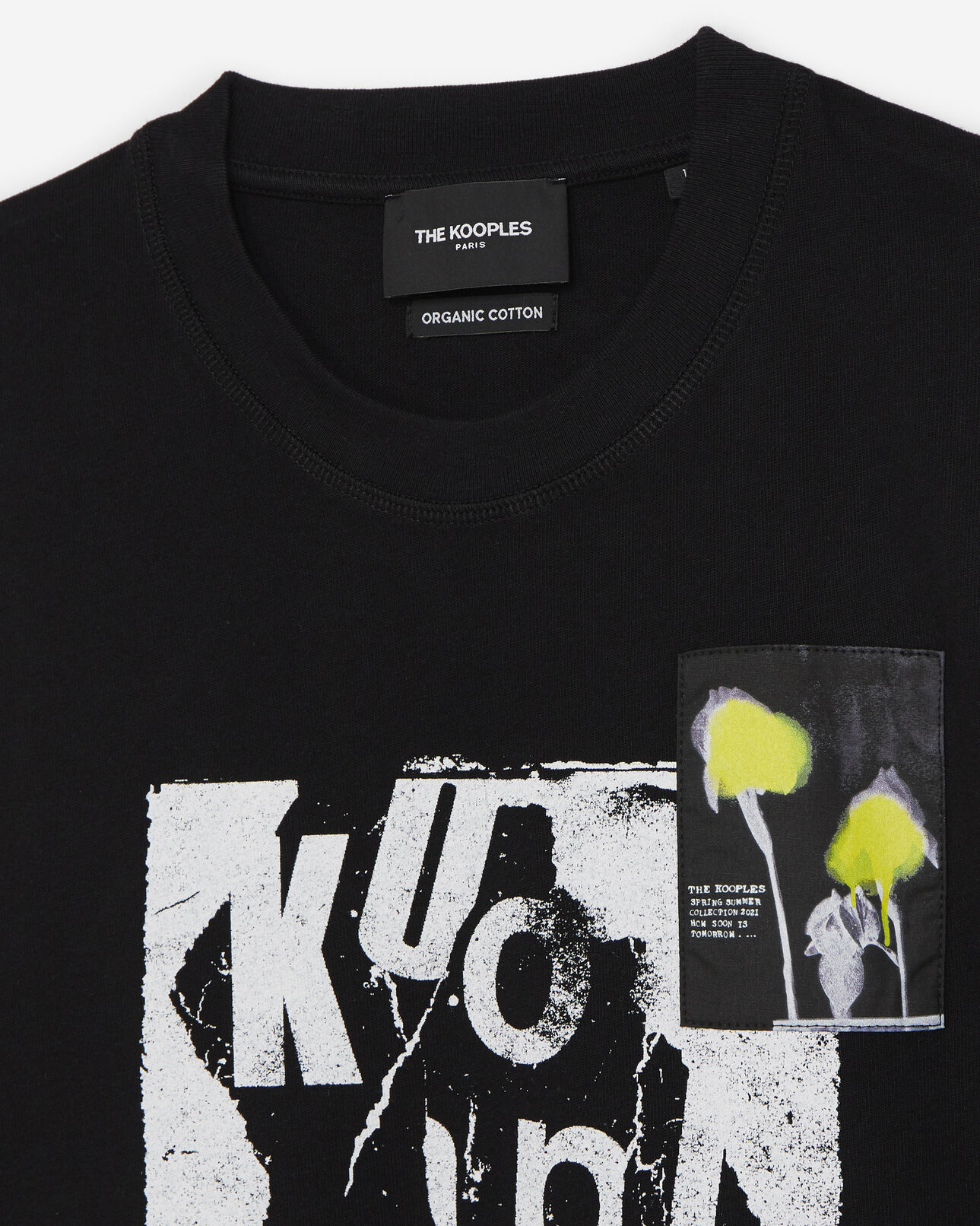 The Kooples WOMEN BLACK organic black cotton t-shirt with motif