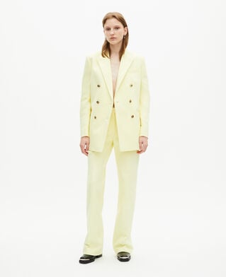 The Kooples FEMME YELLOW pantalon costume en coton bleu