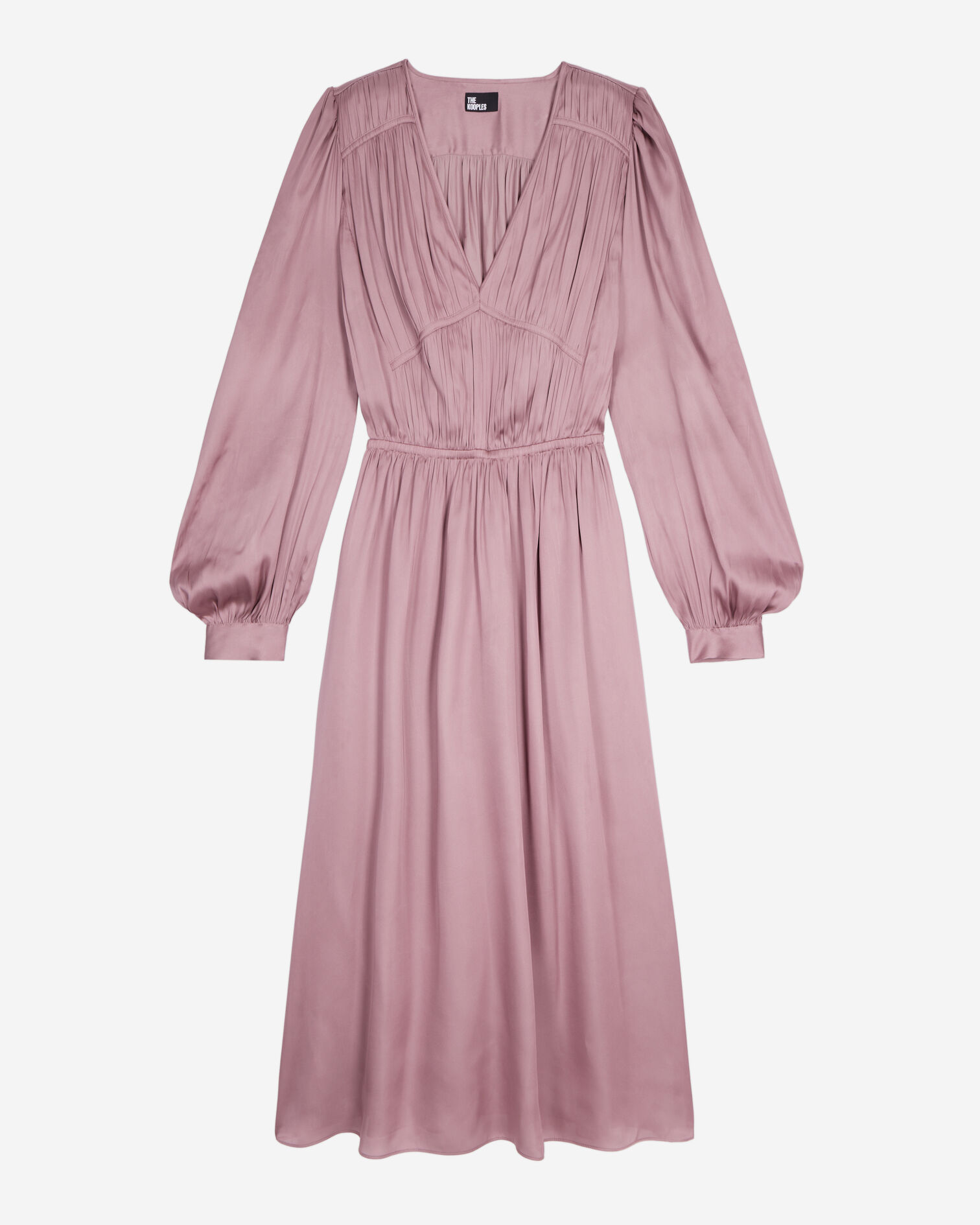 Long mauve dress with pleating, DARK PURPLE, hi-res image number null