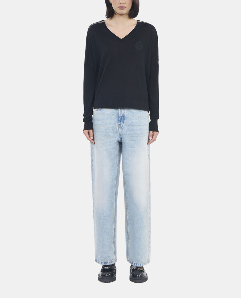 The Kooples FEMME BLACK pull en laine mérinos noire