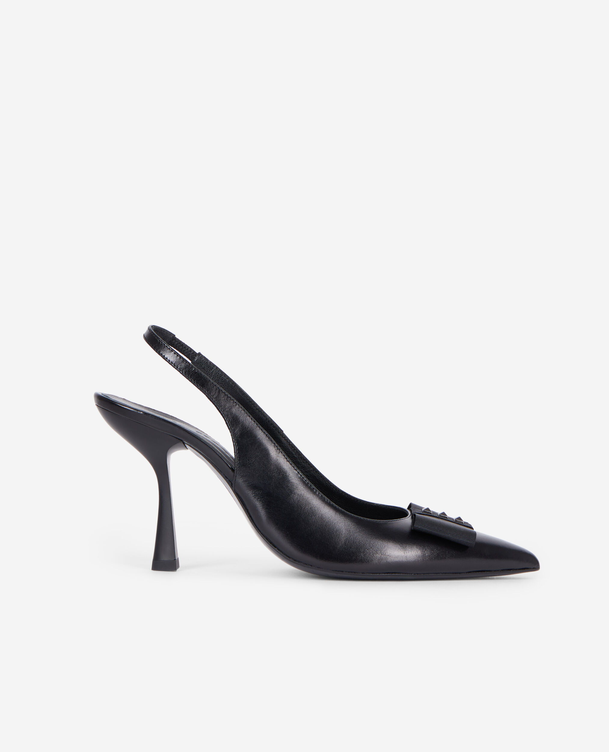 Escarpins en cuir noir à bride arrière, BLACK, hi-res image number null