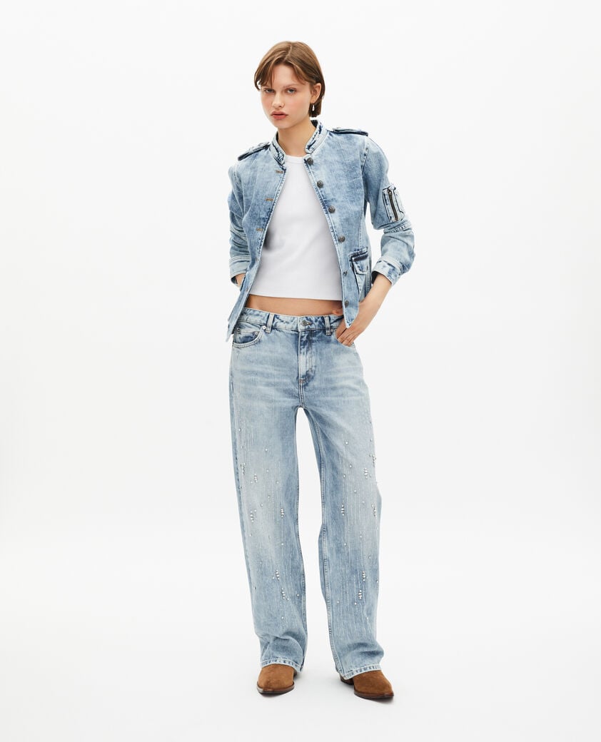 The Kooples WOMEN BABY BLUE officer-style jacket in denim