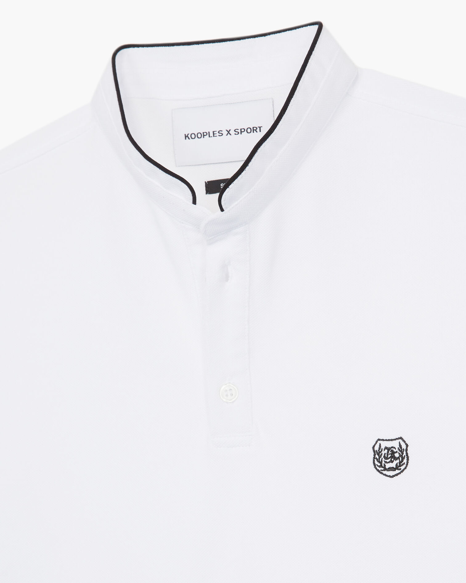 White cotton polo with officer collar, WHITE / BLACK, hi-res image number null