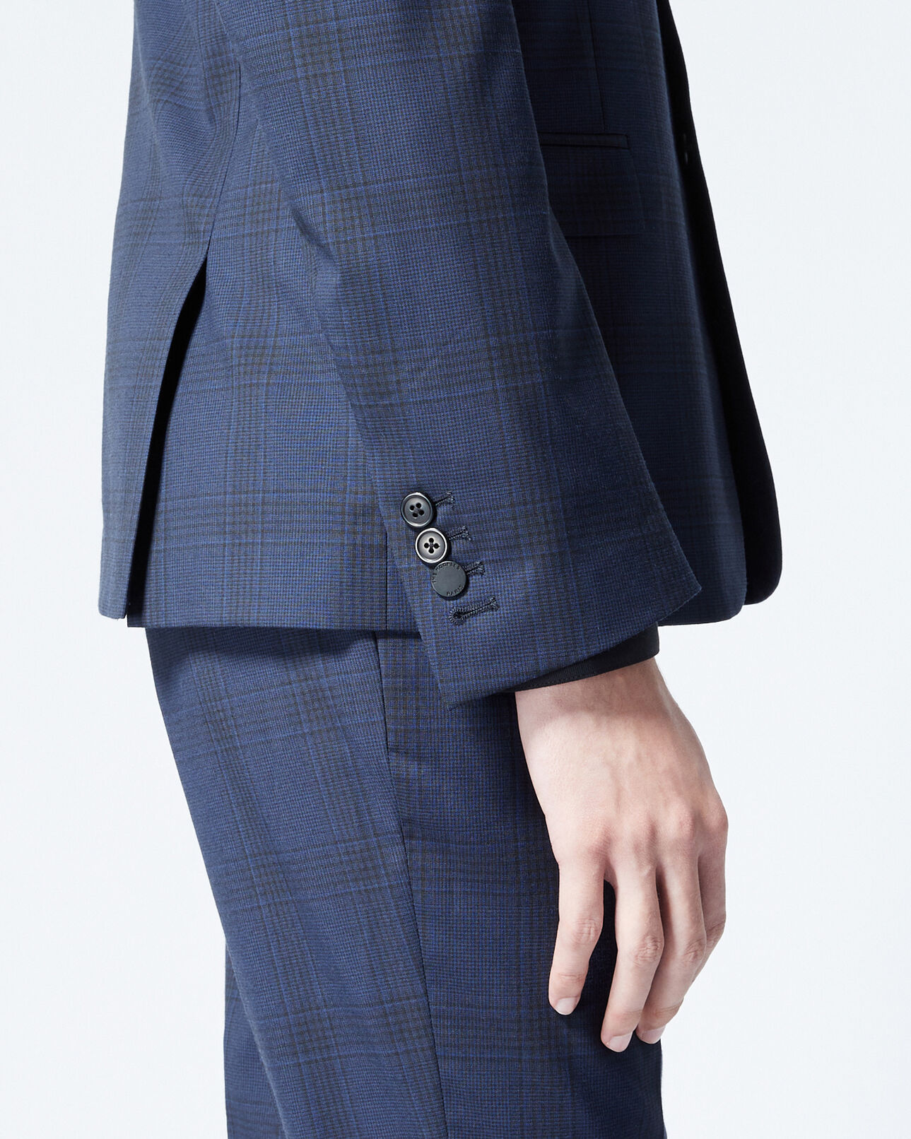 The Kooples MEN NAVY navy blue wool jacket with check motif