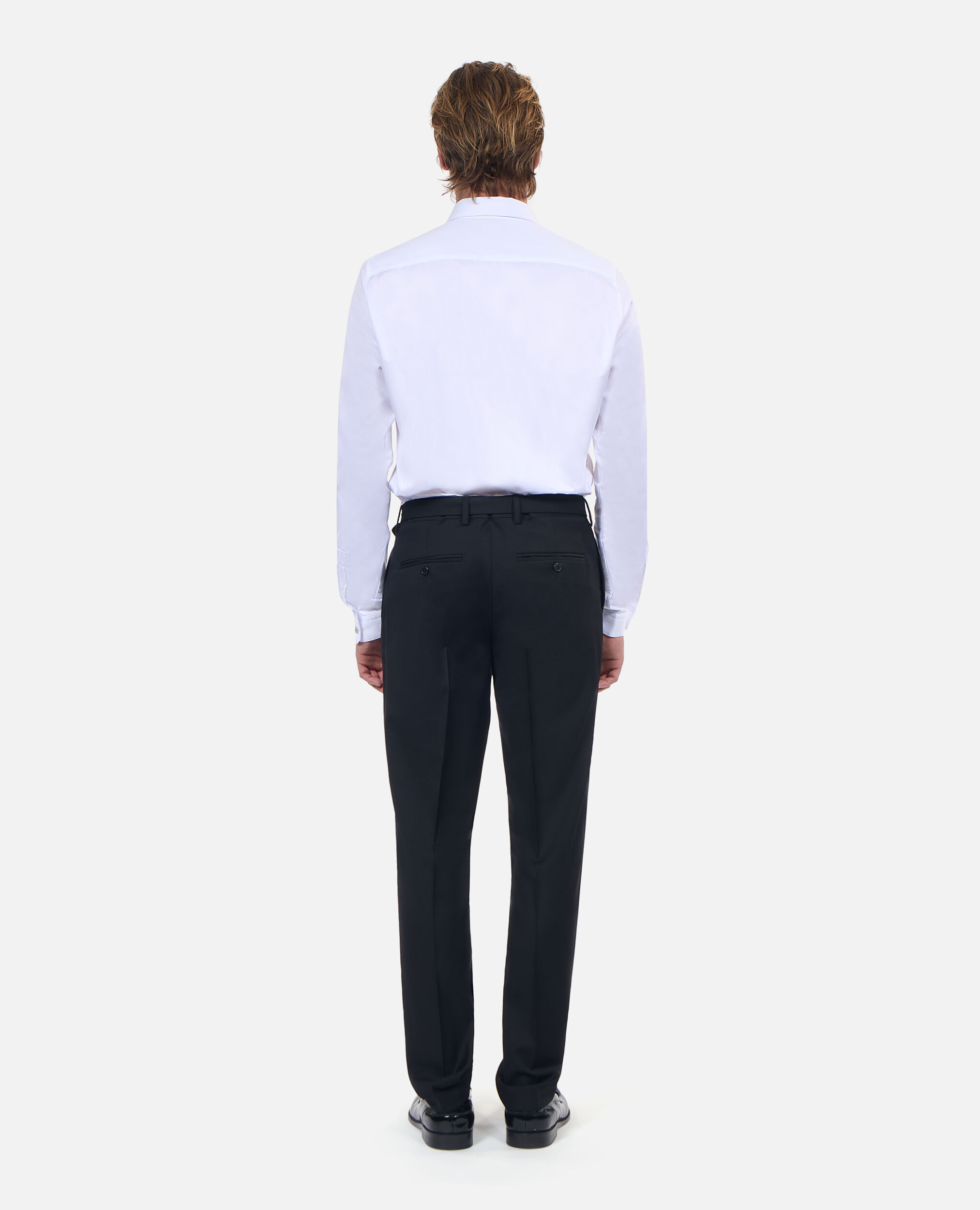 Black wool fitted suit trousers, BLACK, hi-res image number null