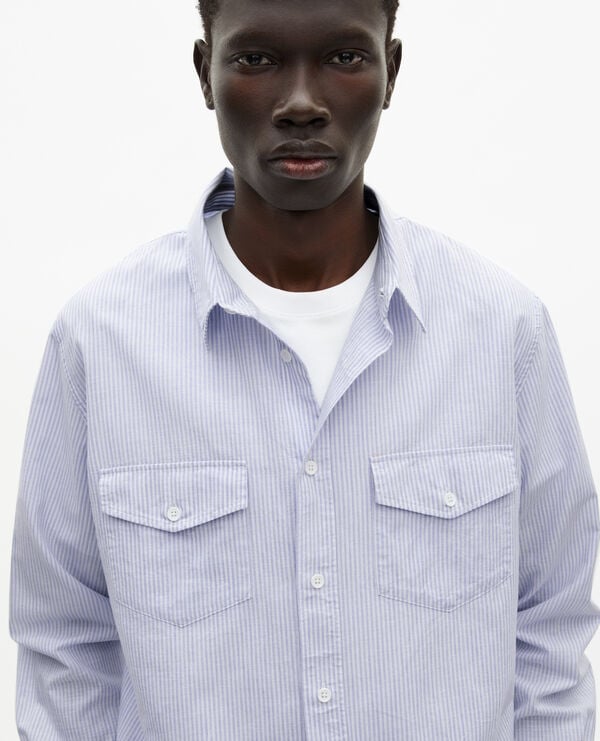 The Kooples HOMME BLUE WHITE chemise à rayures bleue 