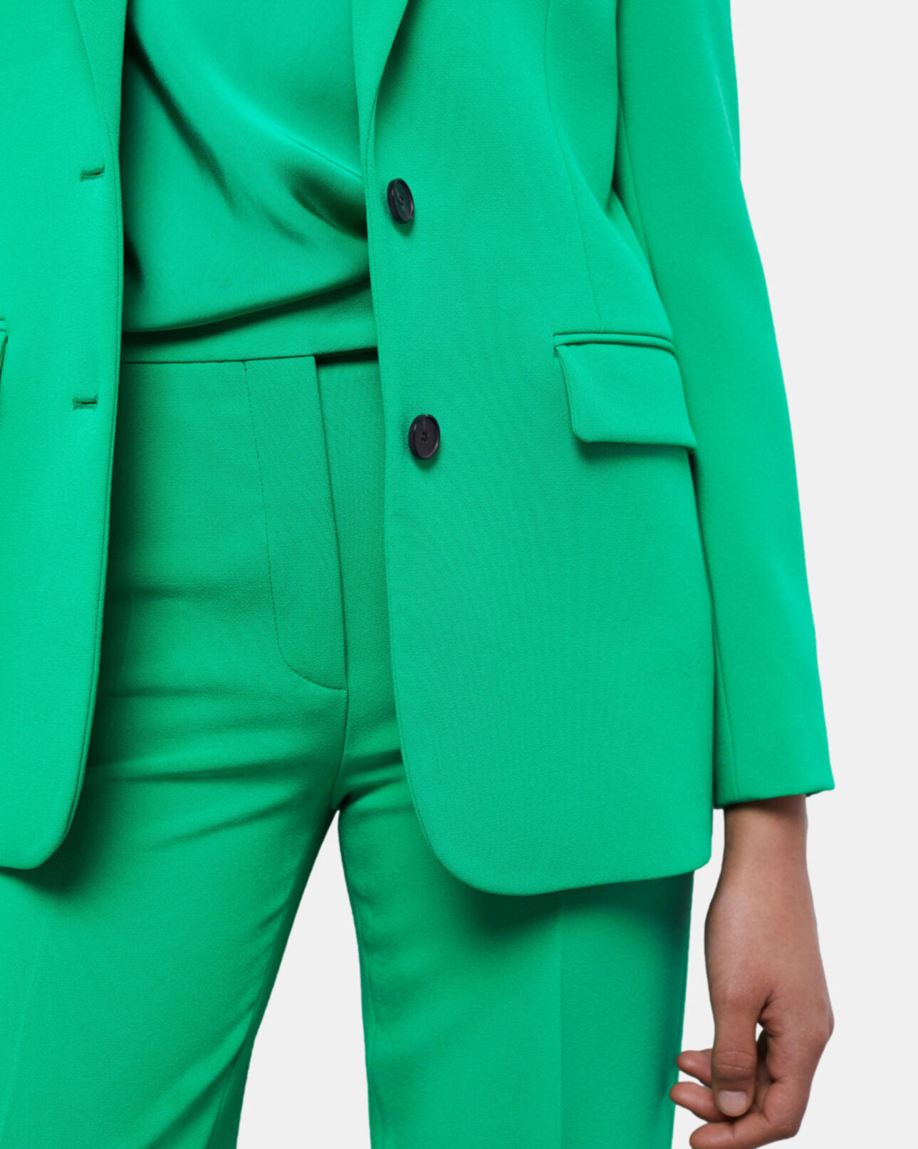 The Kooples FEMME GREEN veste tailleur verte en crêpe