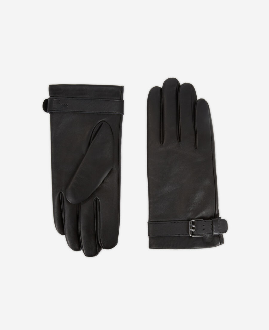 Black leather gloves The Kooples UK