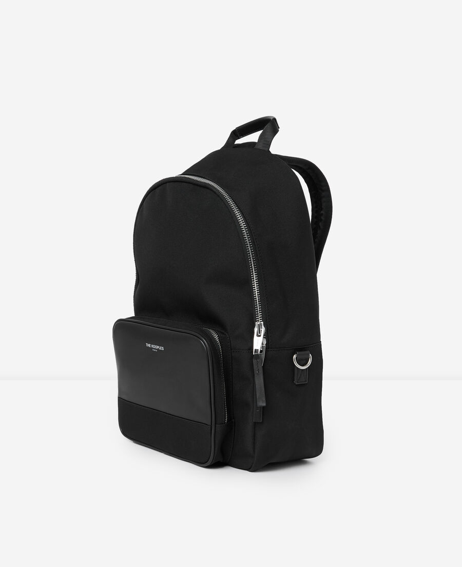 schwarzer rucksack mit kunstledertasche
