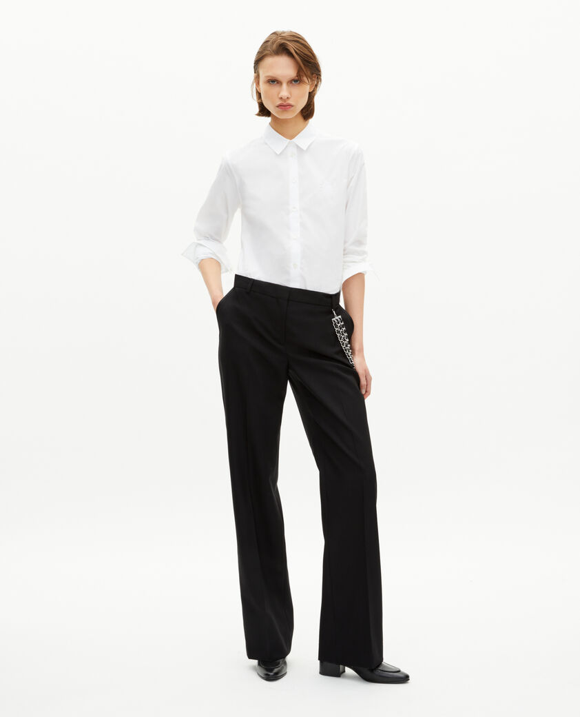 The Kooples FEMME BLACK pantalon tailleur large détails satin noir