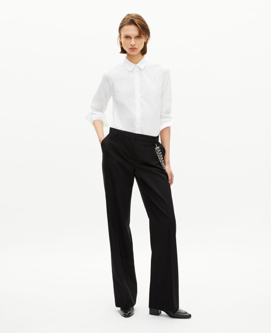 The Kooples FEMME BLACK pantalon tailleur large détails satin noir