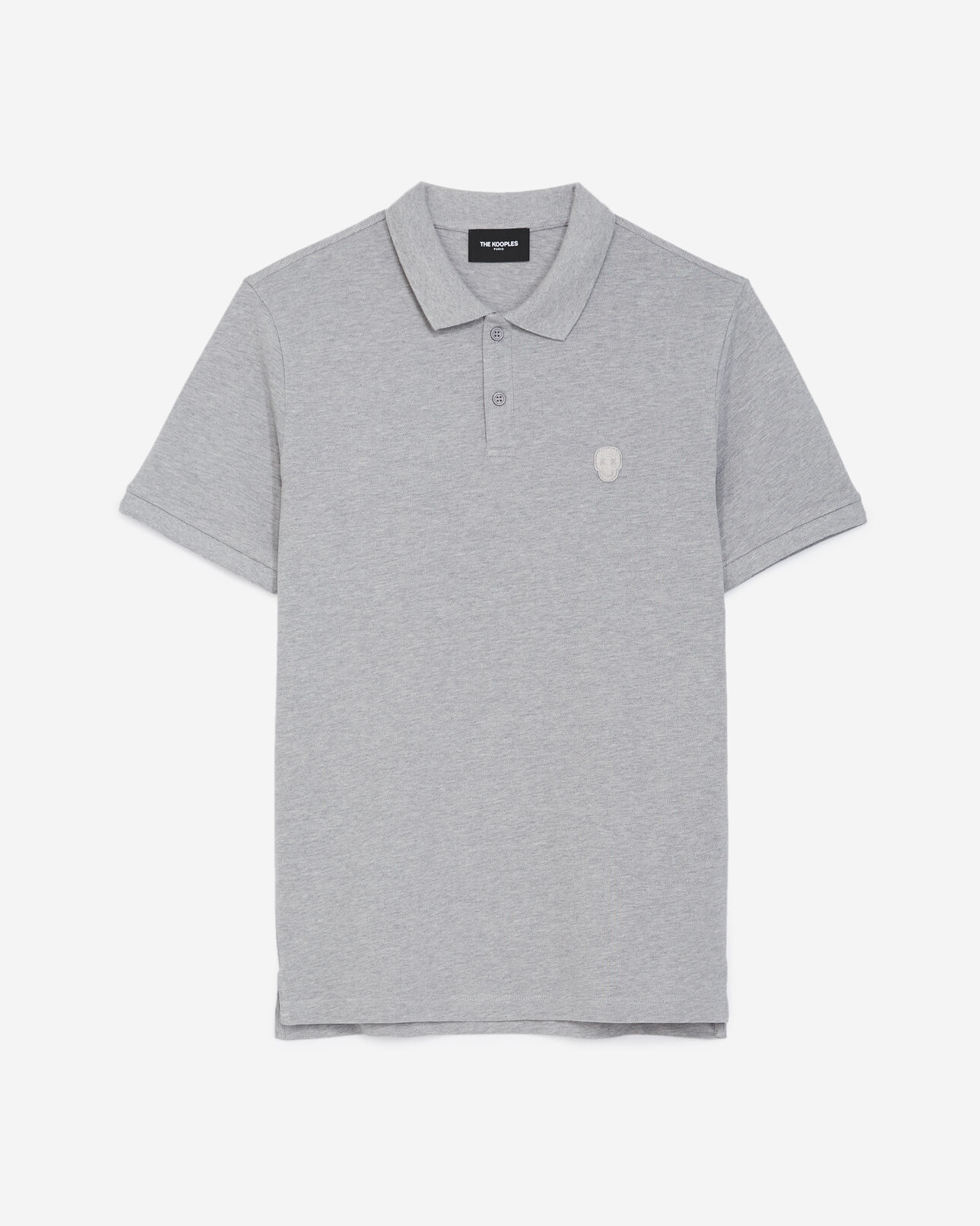 The Kooples HOMME LIGHT GREY MELANGE polo gris col classique à détail brodé