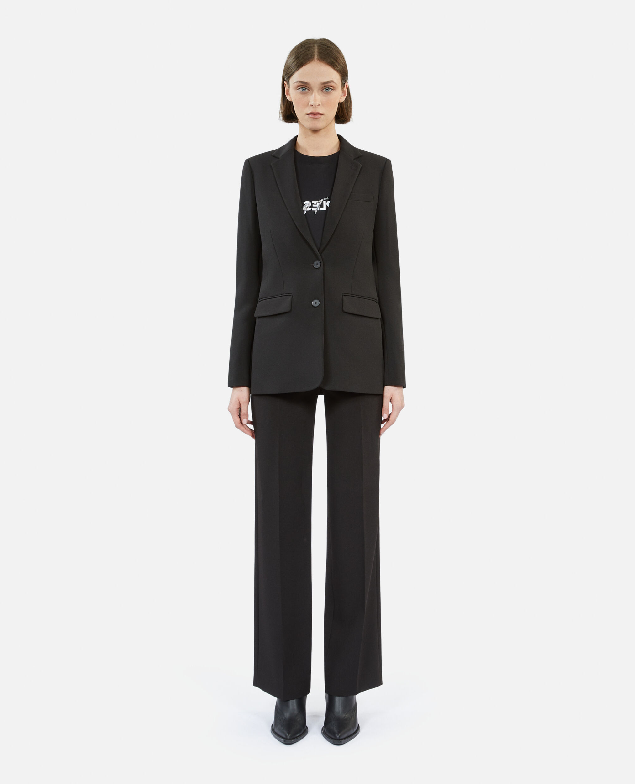 Black crêpe suit jacket, BLACK, hi-res image number null