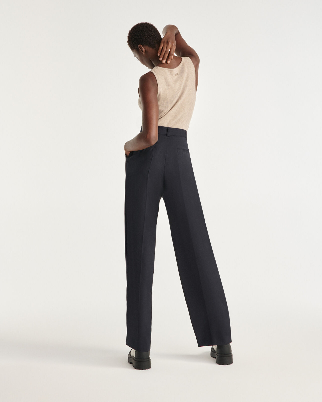 The Kooples WOMEN NAVY navy blue suit pants in wool