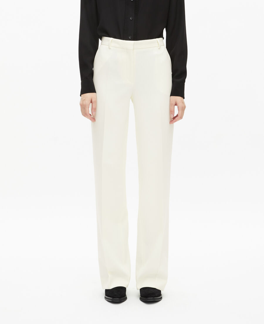 The Kooples FEMME ECRU pantalon tailleur en crêpe coupe droite écru
