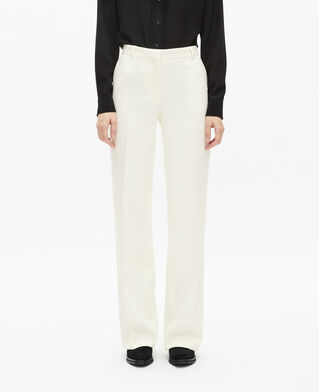 The Kooples FEMME ECRU pantalon tailleur en crêpe coupe droite écru