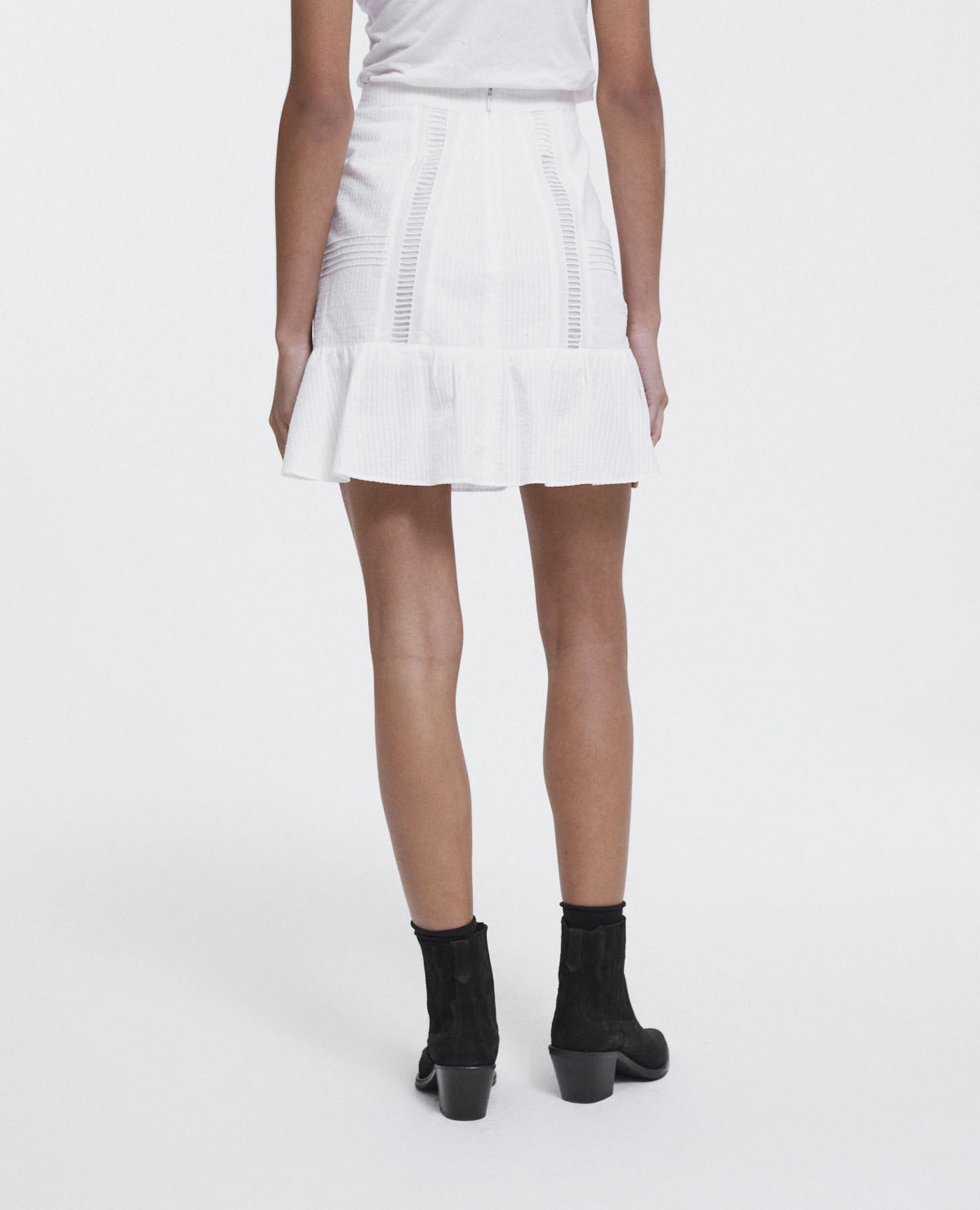 Cotton ecru short skirt w/ broderie anglaise, OFF WHITE, hi-res image number null