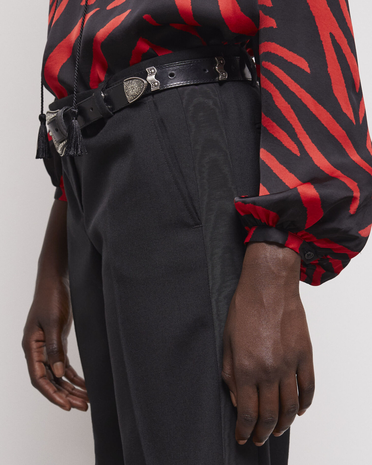 Black wool pants, BLACK, hi-res image number null