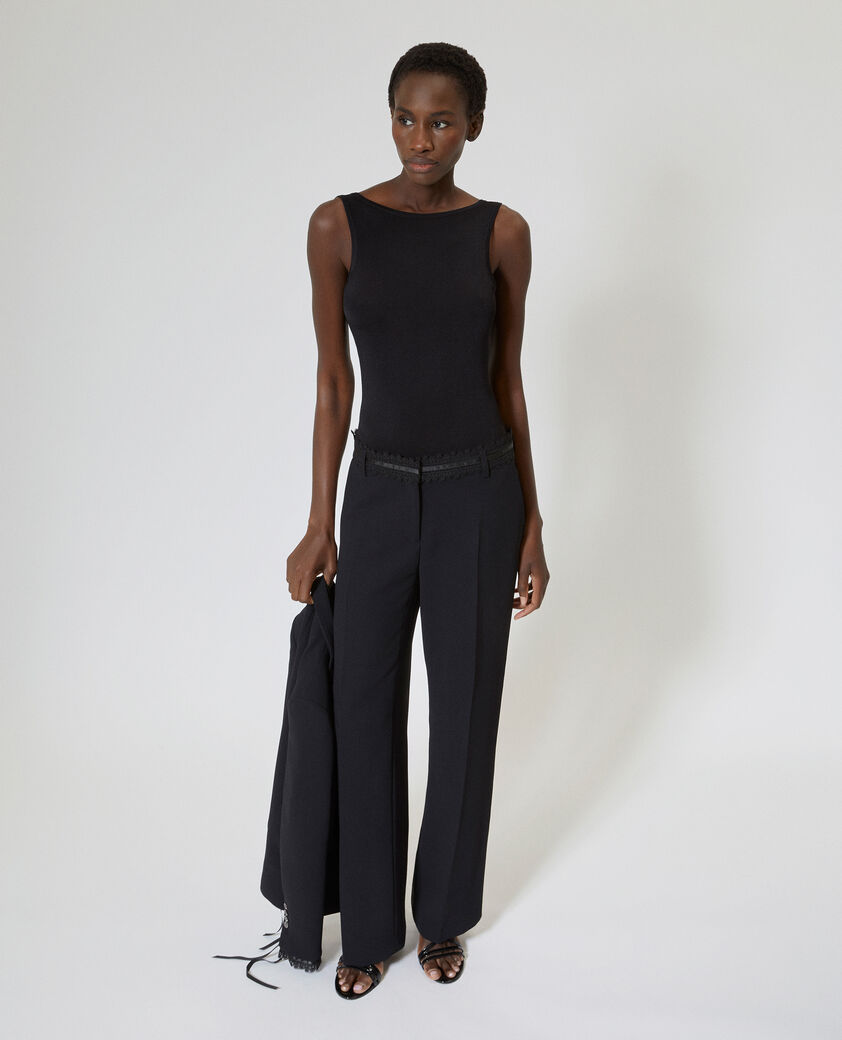 The Kooples WOMEN BLACK black wide-leg pants