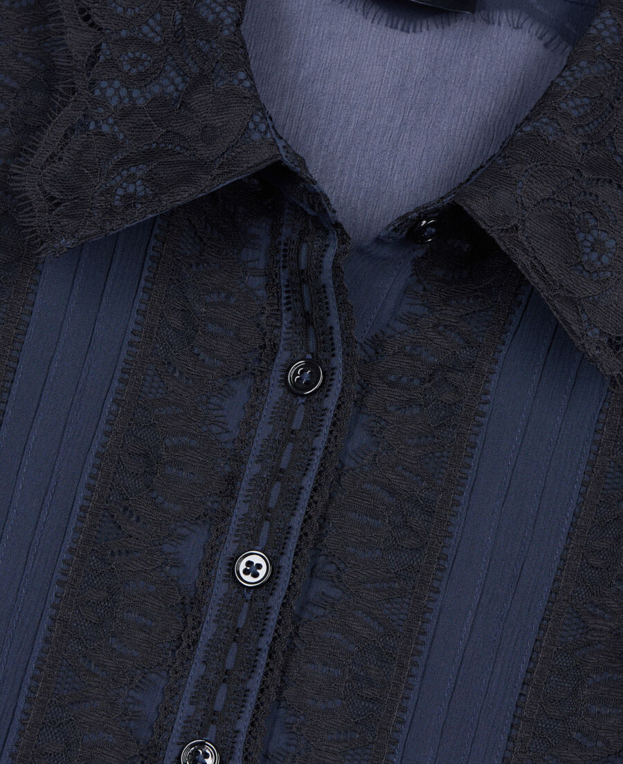 The Kooples F DARK NAVY navy blue silk shirt