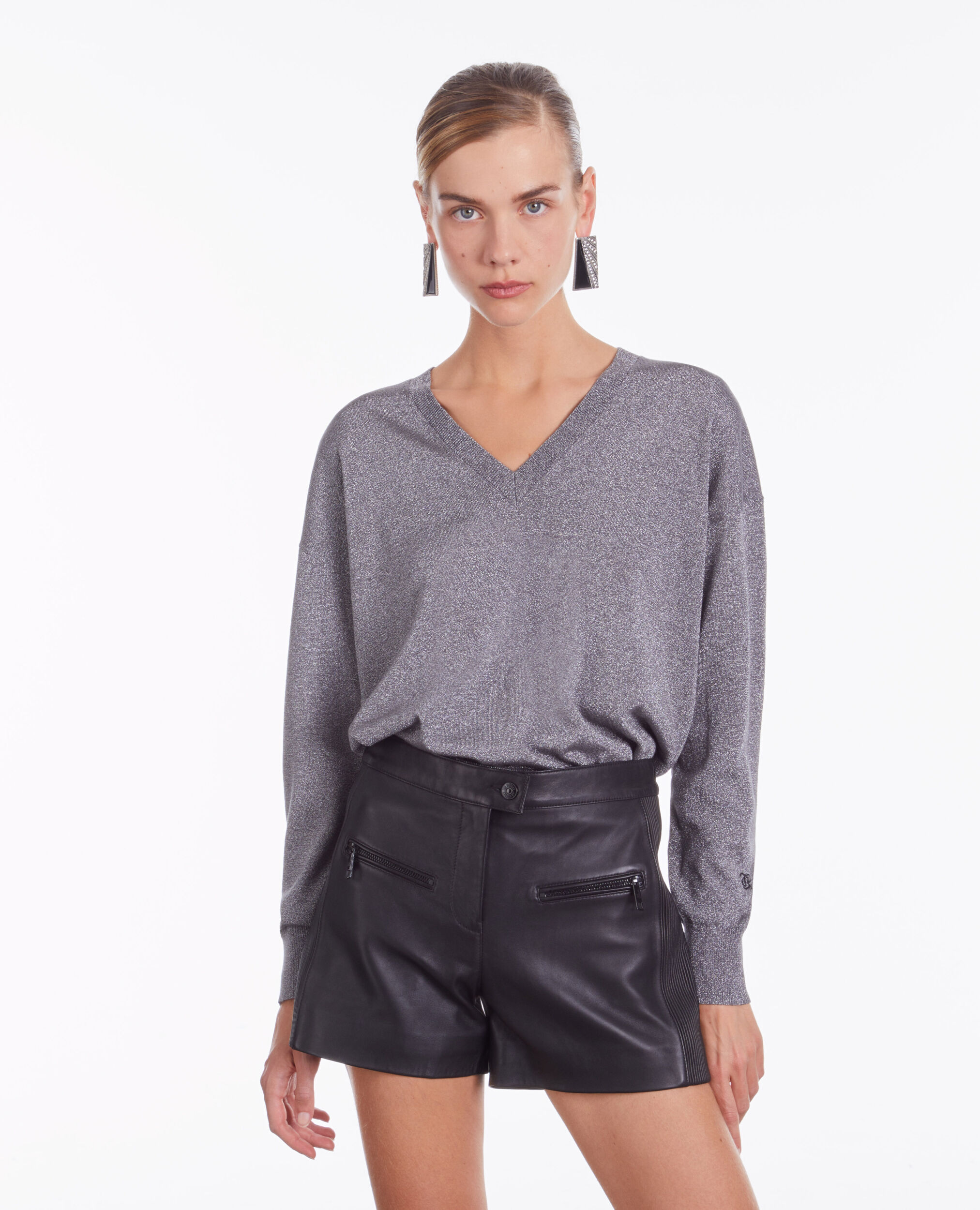 Grey glitter effect sweater, GRIS / SILVER, hi-res image number null