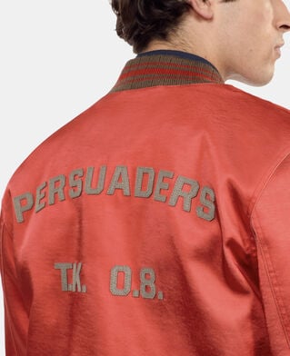 The Kooples HERREN RUBIS roter, satinierter blouson mit patches