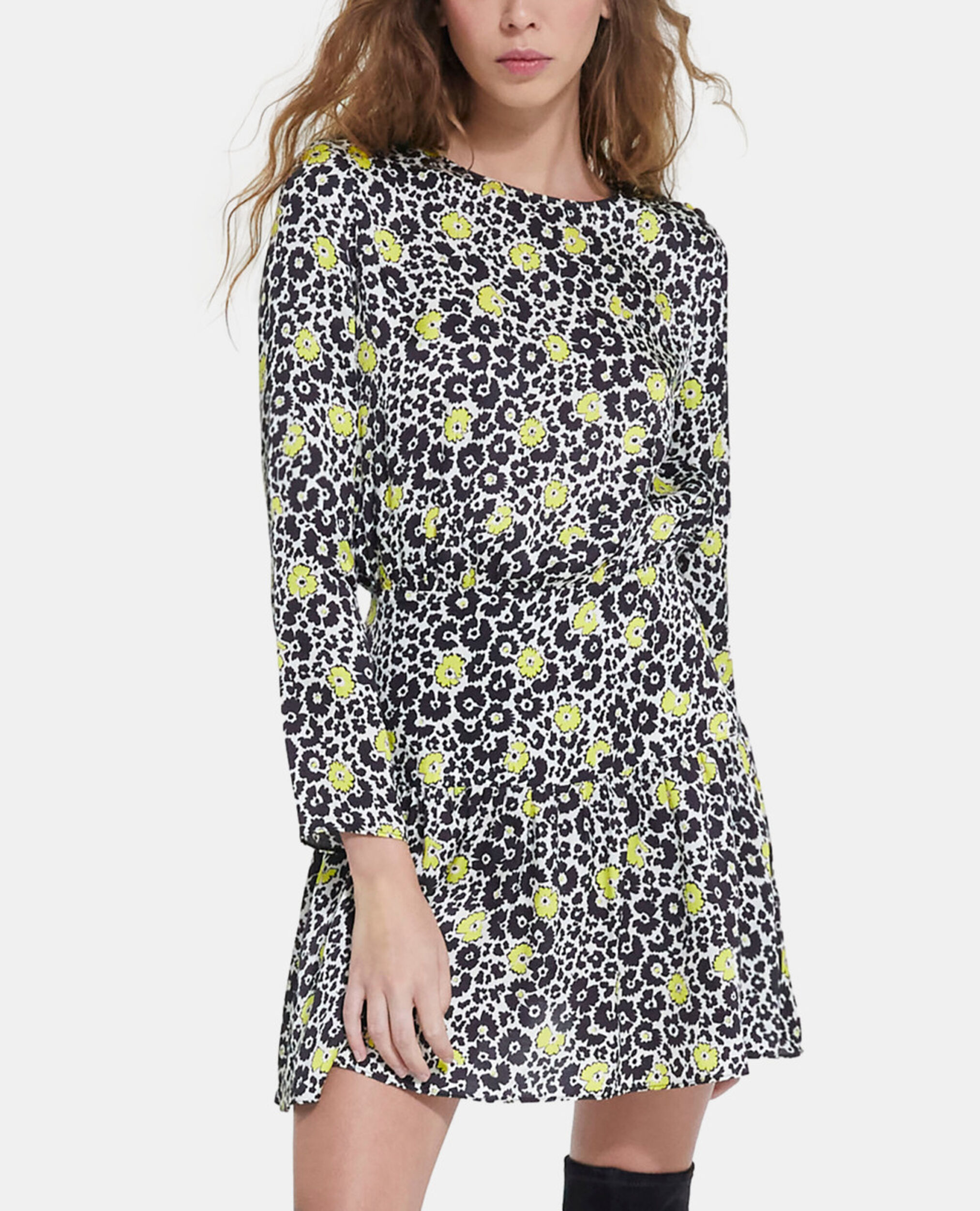 Short floral dress, ECRU / YELLOW, hi-res image number null