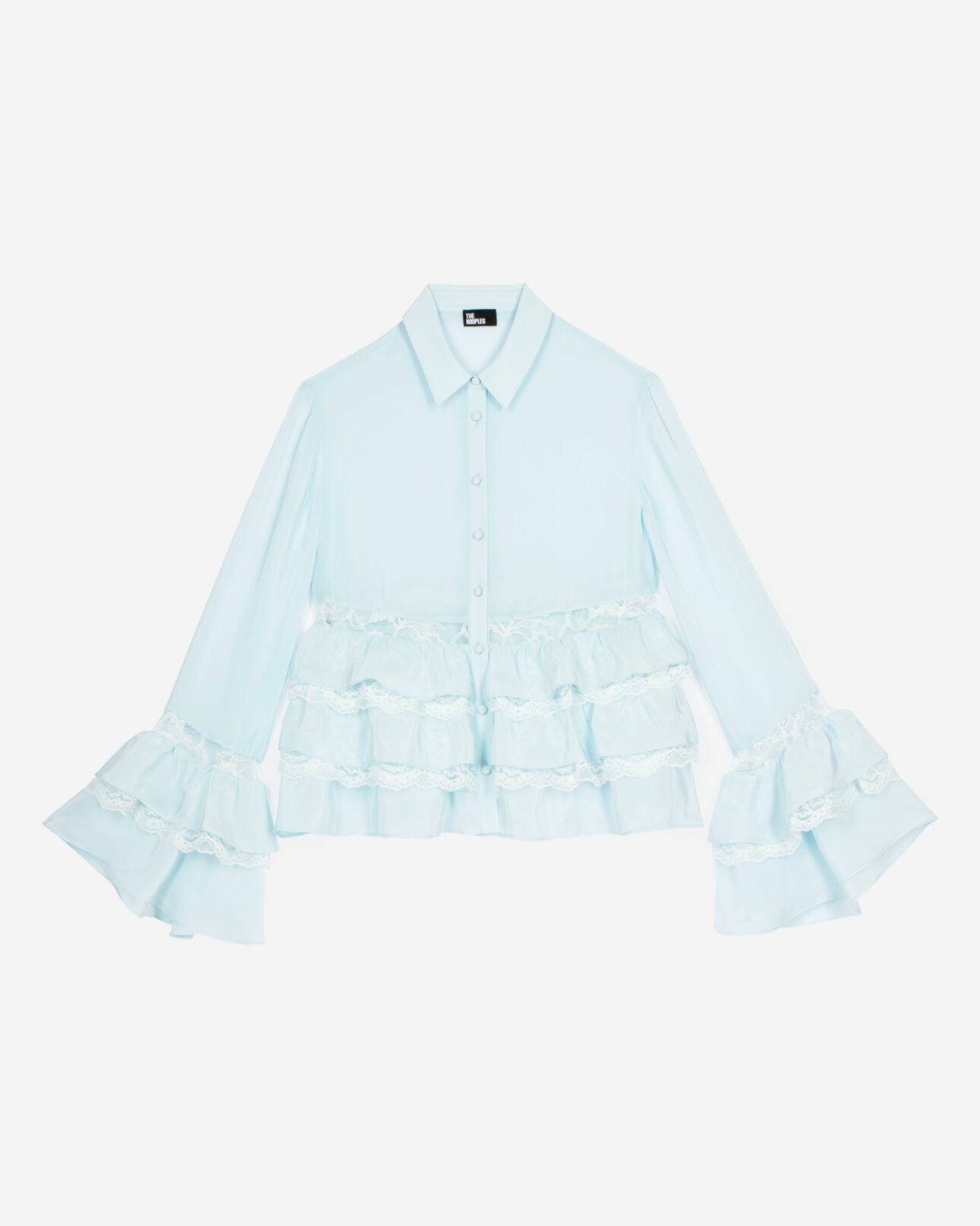 The Kooples WOMEN BABY BLUE light blue shirt with lace details