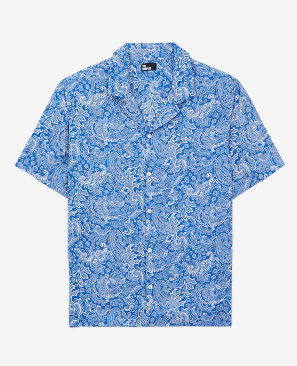 camisa estampada azul