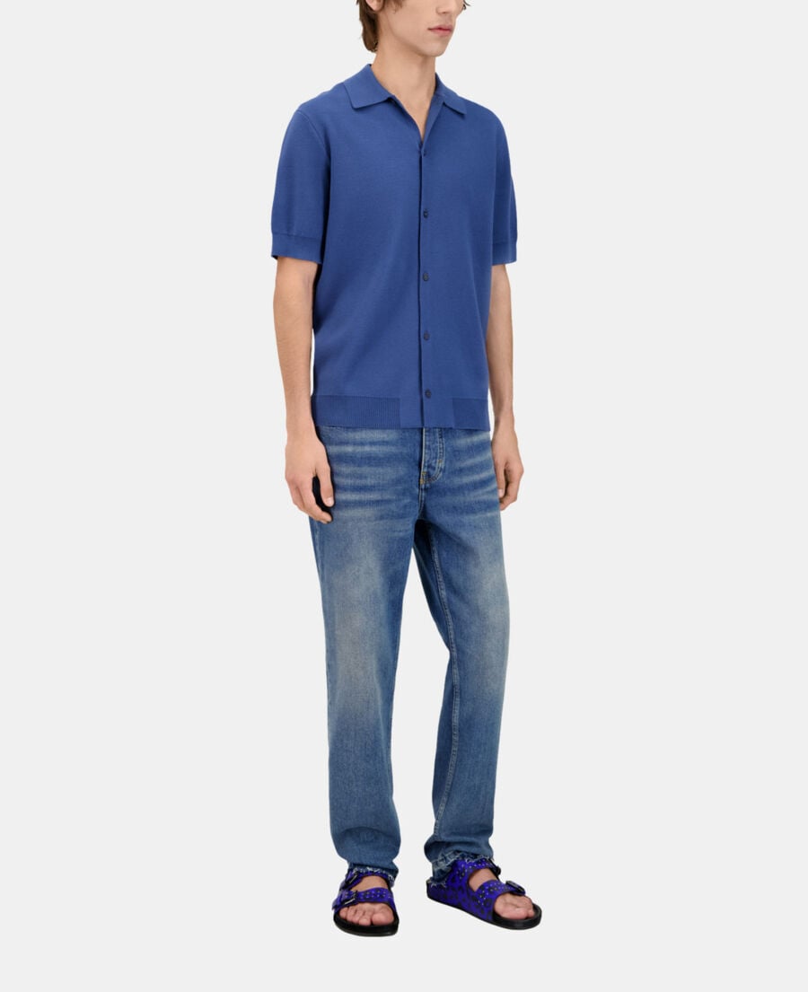 The Kooples H MIDDLE NAVY blue short-sleeved knitted shirt