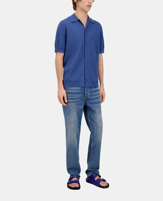 The Kooples H MIDDLE NAVY blue short-sleeved knitted shirt