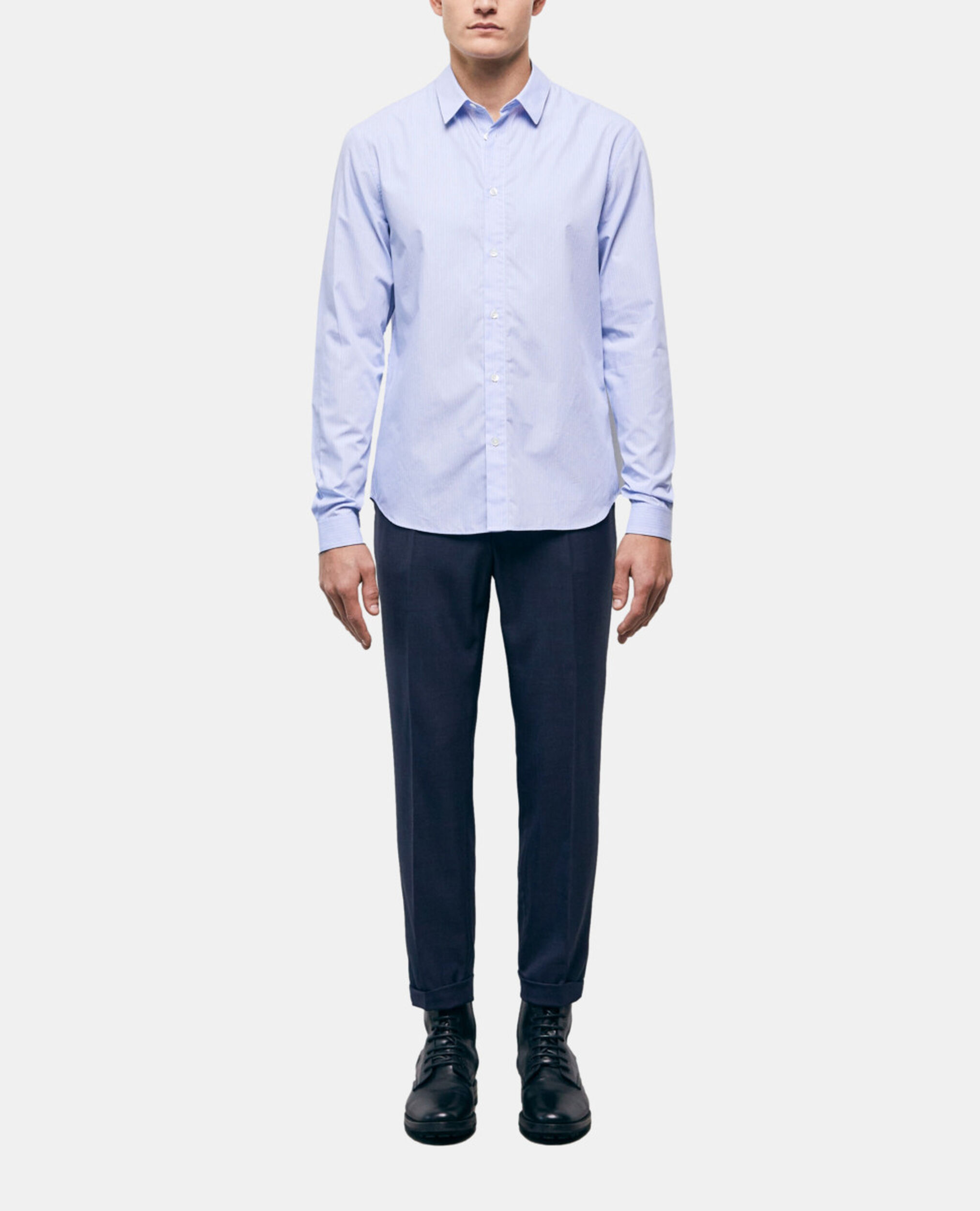 Gestreiftes Hemd mit Klassischer Kragen, WHITE / SKY BLUE, hi-res image number null