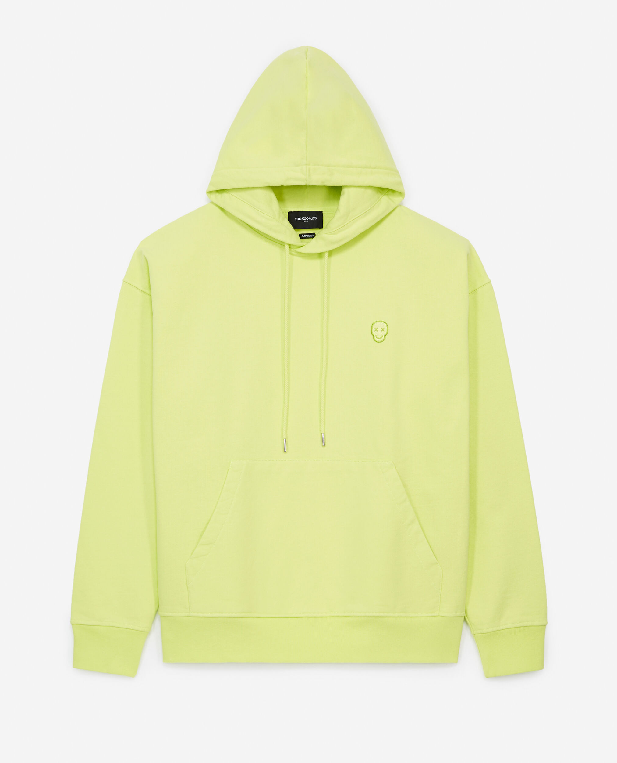 Hooded yellow sweatshirt in cotton with logo | The Kooples