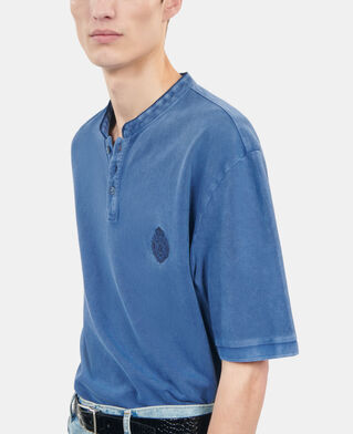 The Kooples H BLUE BRUT blue piqué cotton polo t-shirt