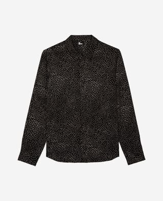 The Kooples MEN BLACK WHITE white and black micro dot print shirt