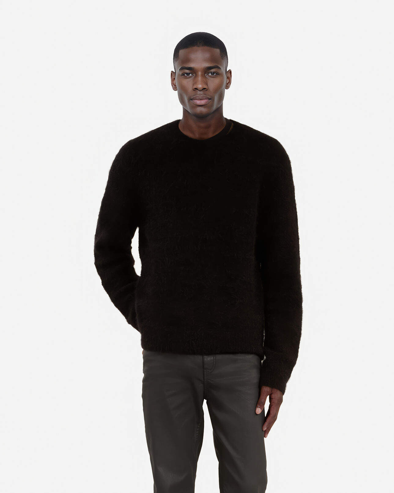 The Kooples HOMME BLACK STONE pull en laine et mohair noir