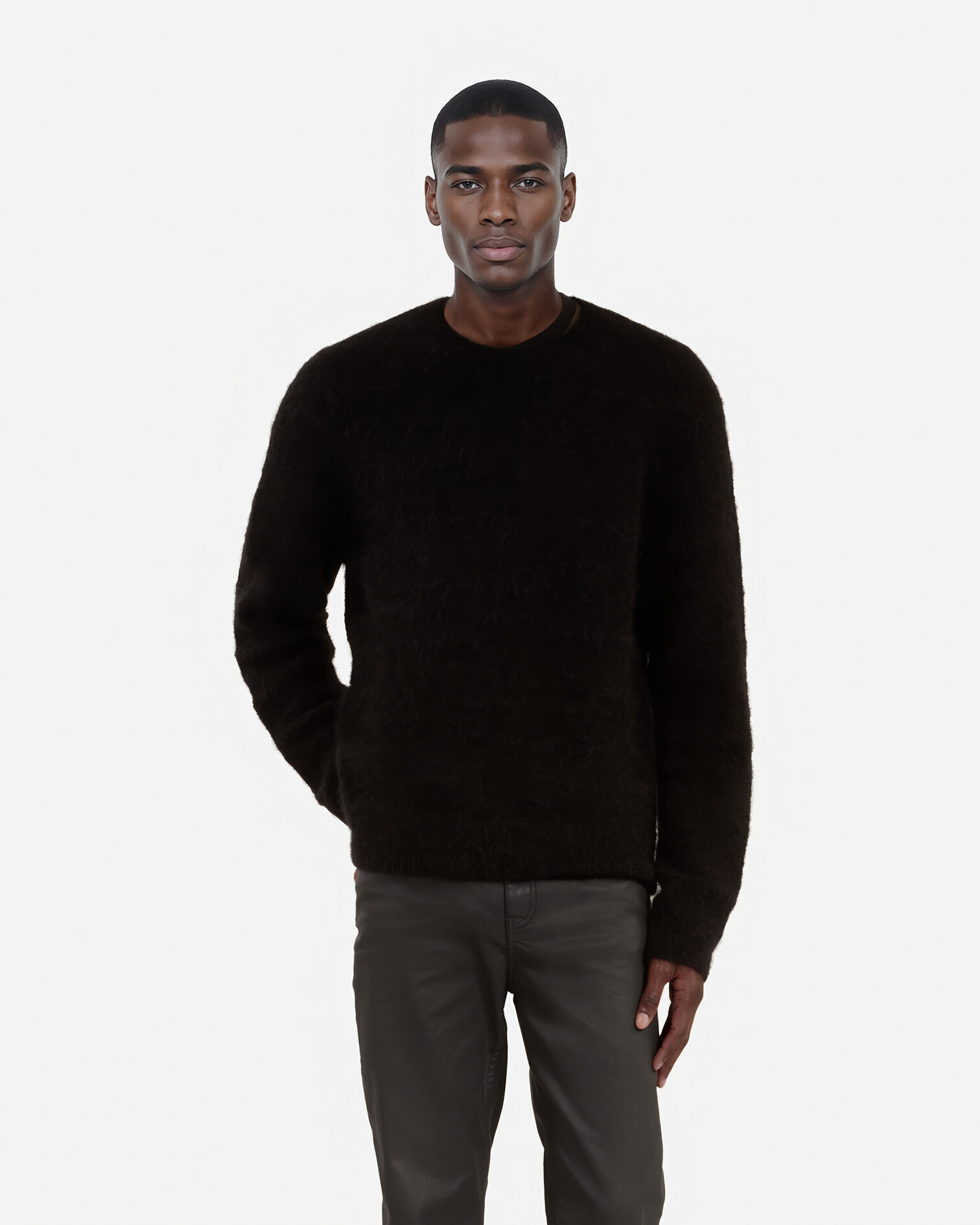 Pull en laine et mohair noir, BLACK STONE, hi-res image number null