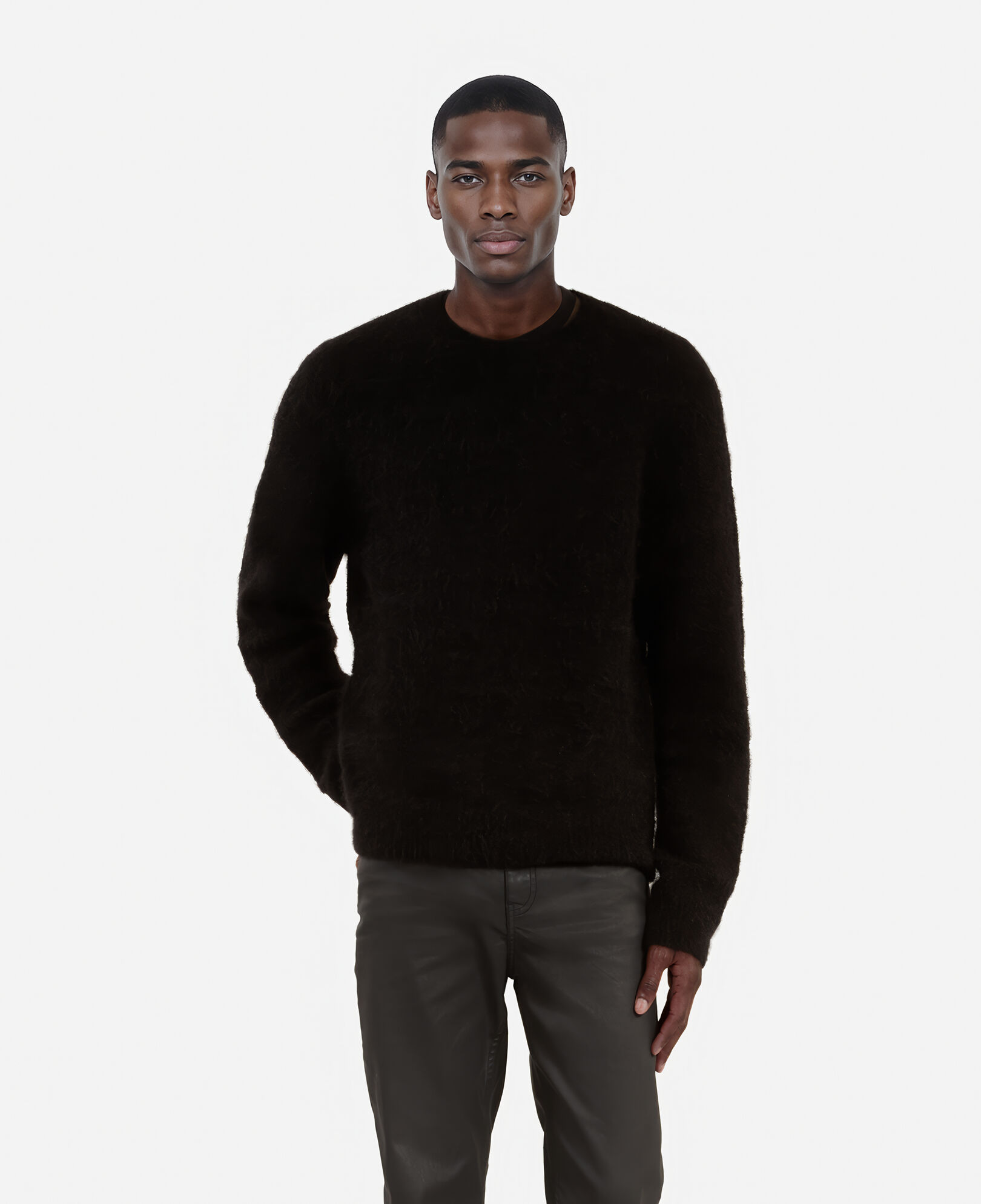 The Kooples MEN BLACK STONE black wool and mohair sweater