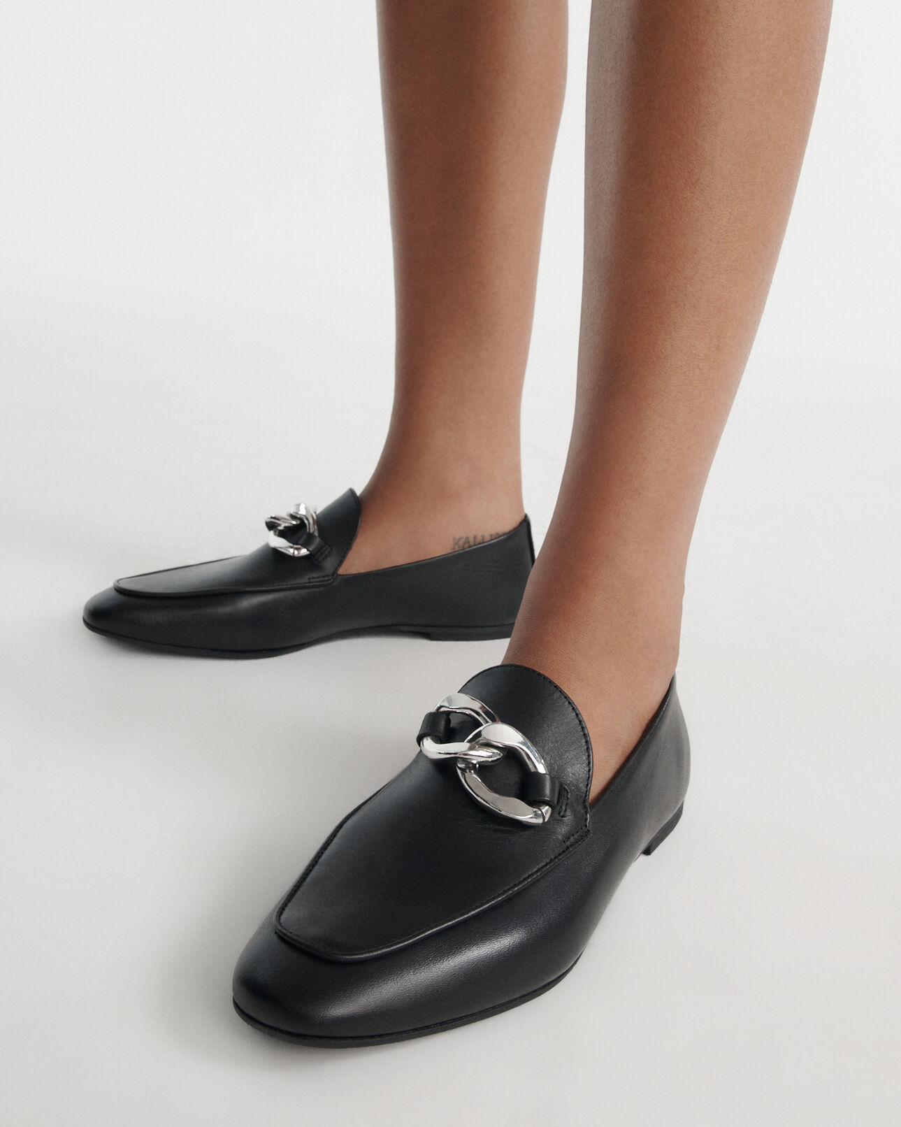 The Kooples DAMEN BLACK mokassins schwarz glattleder kettendetail