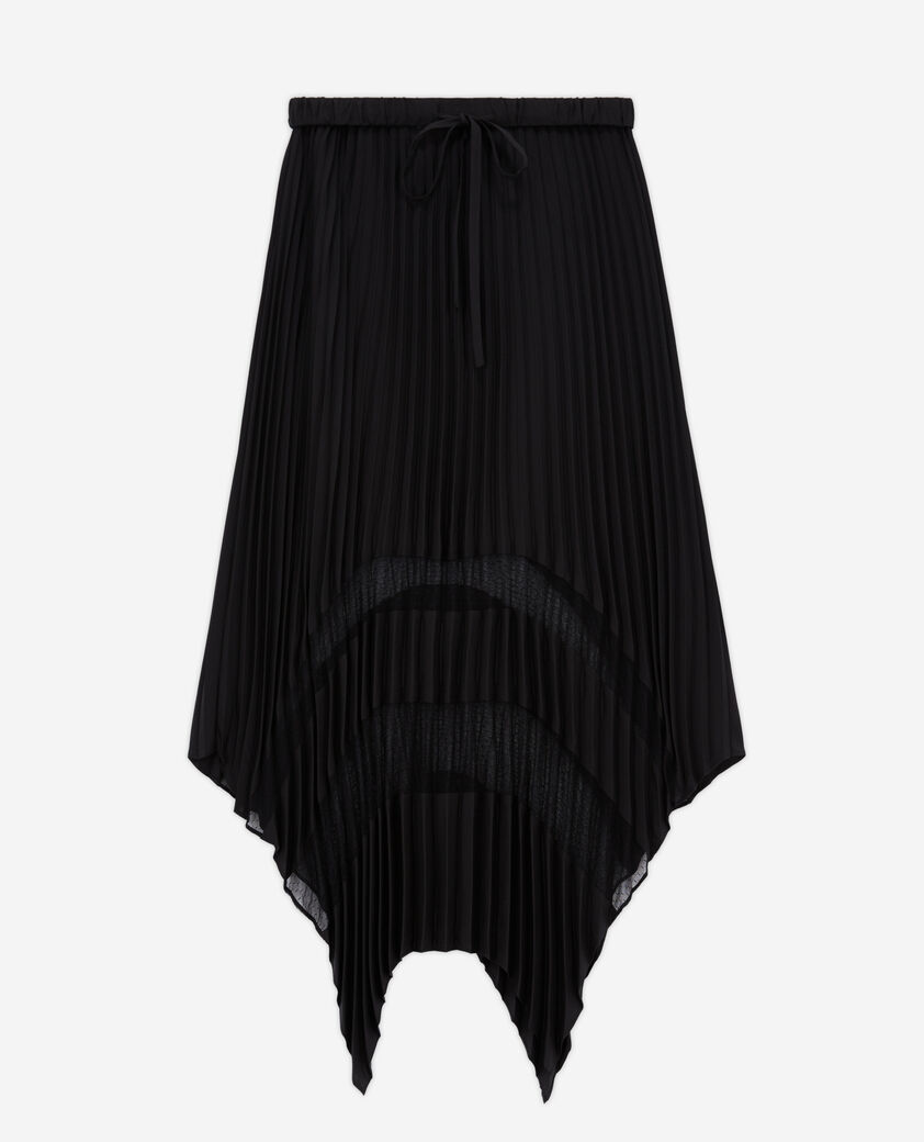 The Kooples WOMEN BLACK long pleated skirt with black lace
