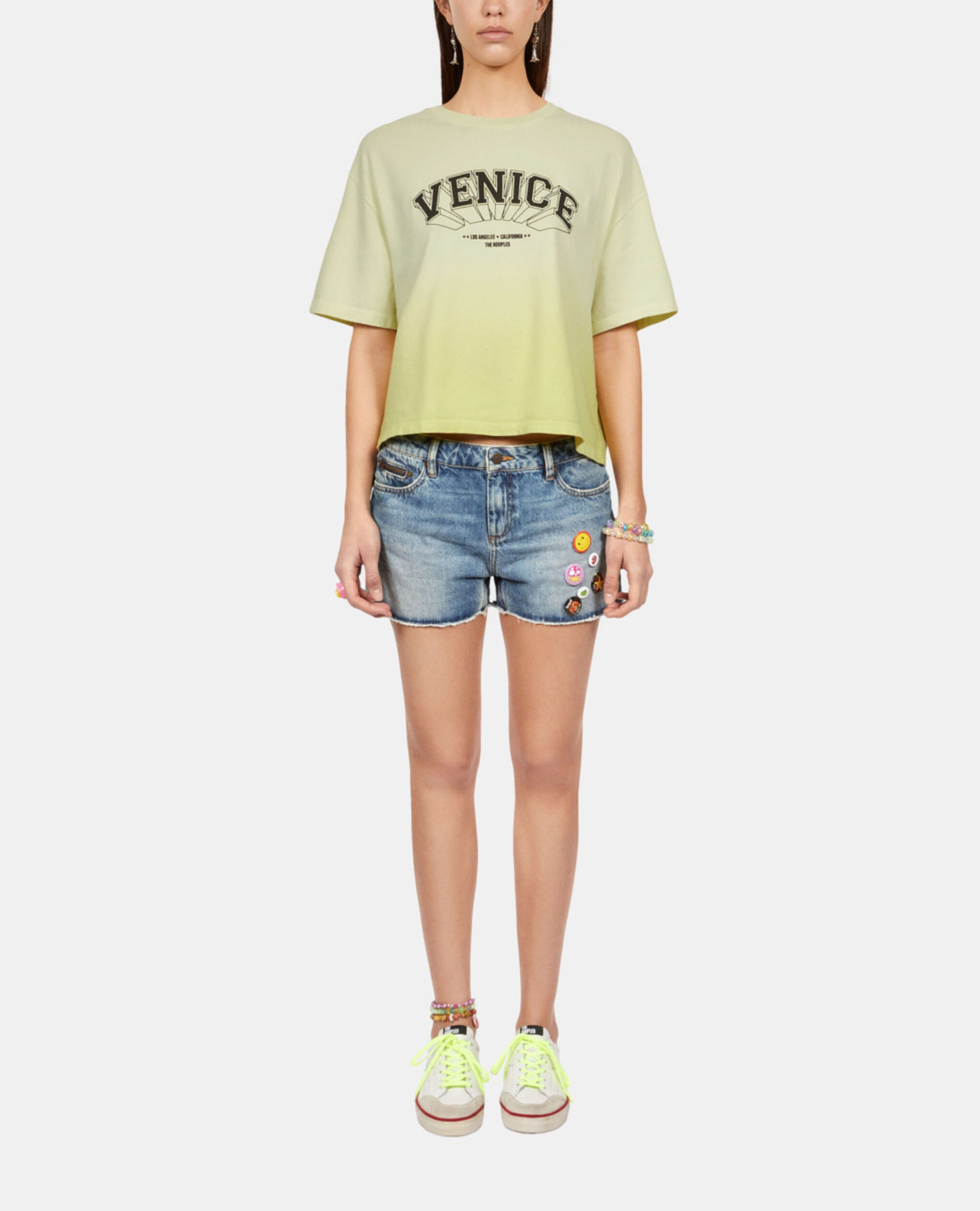 T-shirt dégradé avec sérigraphie jaune, BRIGHT YELLOW, hi-res image number null