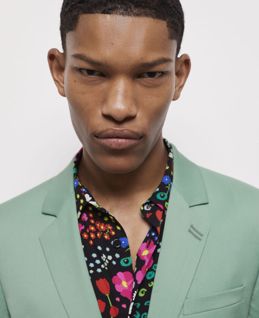 green wool suit jacket