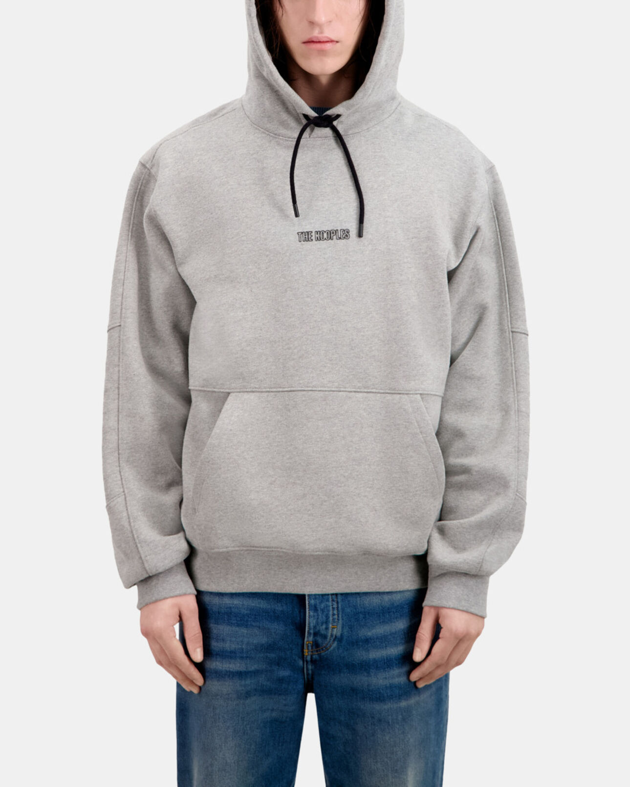 The Kooples MEN GREY MELANGE men's grey biker hoodie