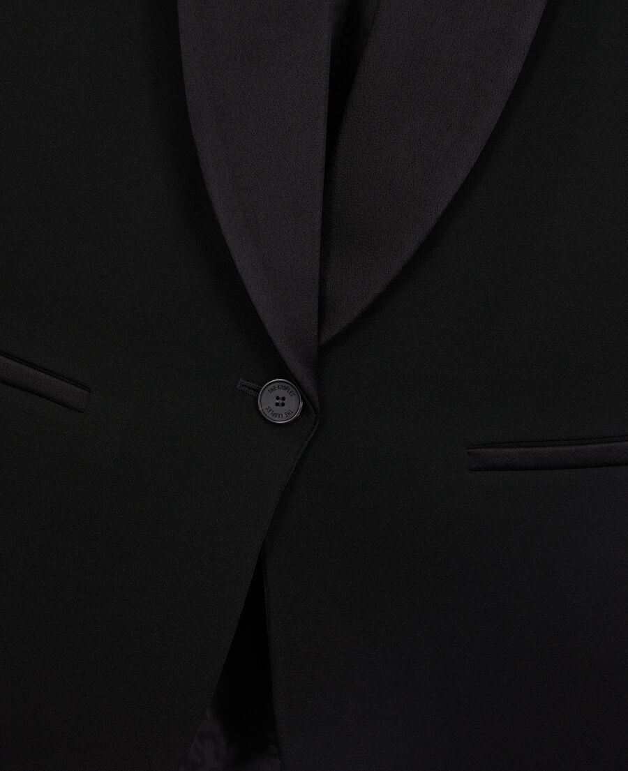 schwarze anzugjacke aus krepp