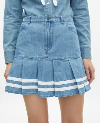 The Kooples F BABY BLUE short pleated denim skirt