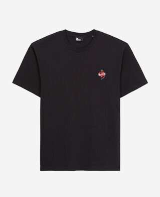 The Kooples H BLACK men's black t-shirt with dagger through heart embroidery